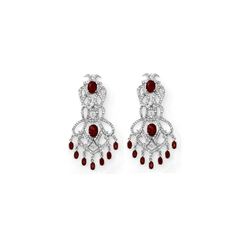 17.50 ctw Ruby & Diamond Earrings 14K White Gold
