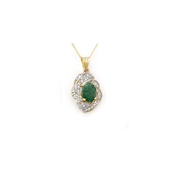 3.17 ctw Emerald & Diamond Pendant 14K Yellow Gold