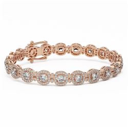 10 ctw Cushion Cut Diamond Designer Bracelet 18K Rose Gold
