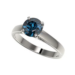 1.46 ctw Certified Intense Blue Diamond Engagement Ring 10K White Gold