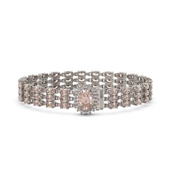 25.42 ctw Morganite & Diamond Bracelet 14K White Gold
