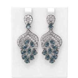 12.02 ctw Blue Topaz & Diamond Earrings 18K White Gold