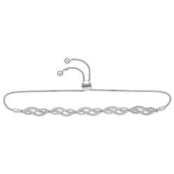 10kt White Gold Round Diamond Bolo Bracelet 1/2 Cttw