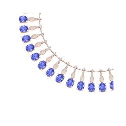 57.15 ctw Tanzanite & VS Diamond Necklace 18K Rose Gold