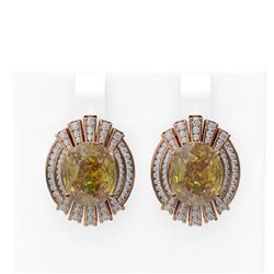 13.37 ctw Canary Citrine & Diamond Earrings 18K Rose Gold
