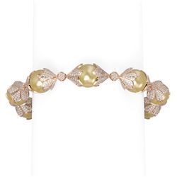 10 ctw Diamond and Pearl Bracelet 18K Rose Gold
