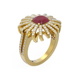 3.35 ctw Ruby & Diamond Ring 18K Yellow Gold