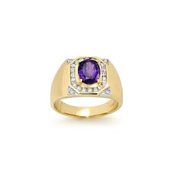 3.10 ctw Tanzanite & Diamond Men's Ring 14K Yellow Gold