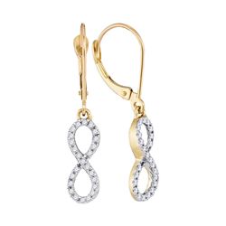 10kt Yellow Gold Round Diamond Infinity Dangle Earrings 1/4 Cttw