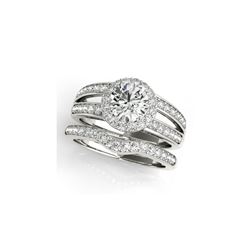 1.91 ctw Certified VS/SI Diamond 2pc Wedding Set Halo 14K White Gold