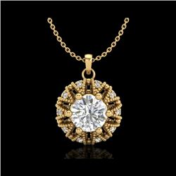 1.2 ctw VS/SI Diamond Art Deco Micro Pave Stud Necklace 18K Yellow Gold