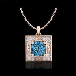 1.02 ctw Fancy Intense Blue Diamond Art Deco Necklace 18K Rose Gold