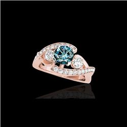 2.01 ctw SI Certified Fancy Blue Diamond Bypass Ring 10K Rose Gold