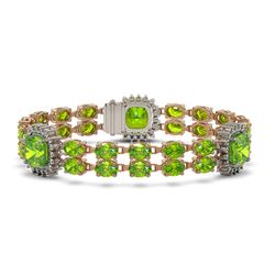 39.47 ctw Peridot & Diamond Bracelet 14K Rose Gold