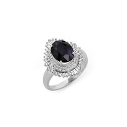 3.01 ctw Blue Sapphire & Diamond Ring 18K White Gold