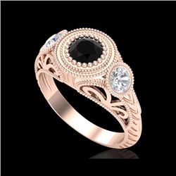 1.06 ctw Fancy Black Diamond Art Deco 3 Stone Ring 18K Rose Gold