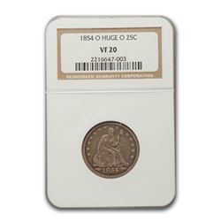 1854-O Liberty Seated Quarter VF-20 NGC (Huge O)