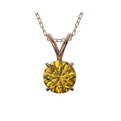 .75 ctw Certified Intense Yellow Diamond Necklace 10K Rose Gold