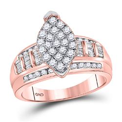 10kt Rose Gold Diamond Marquise-shape Cluster Bridal Wedding Engagement Ring 1/2 Cttw