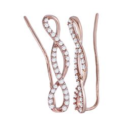 10kt Rose Gold Round Diamond Climber Earrings 1/2 Cttw