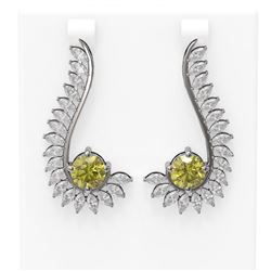 7.1 ctw Fancy Yellow Diamond Earrings 18K White Gold
