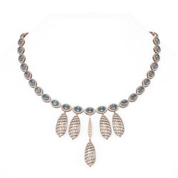 47.42 ctw Aquamarine & Diamond Necklace 18K Rose Gold