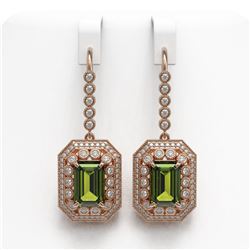 13.4 ctw Tourmaline & Diamond Victorian Earrings 14K Rose Gold
