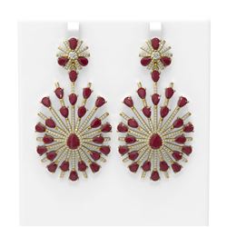 33.45 ctw Ruby & Diamond Earrings 18K Yellow Gold