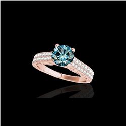1.41 ctw SI Certified Blue Diamond Solitaire Antique Ring 10K Rose Gold