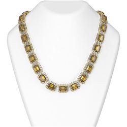 120.73 ctw Citrine & Diamond Necklace 18K Yellow Gold