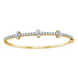 14kt Yellow Gold Round Diamond Pave-set Bangle Bracelet 1-1/2 Cttw