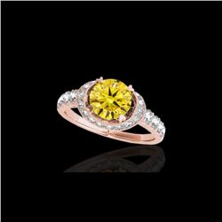 1.75 ctw Certified SI/I Fancy Intense Yellow Diamond Ring 10K Rose Gold
