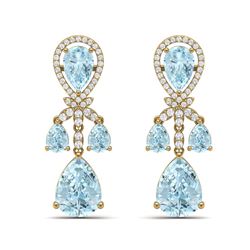 40.01 ctw Sky Topaz & VS Diamond Earrings 18K Yellow Gold