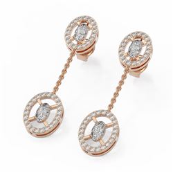 2 ctw Diamond Designer Earrings 18K Rose Gold