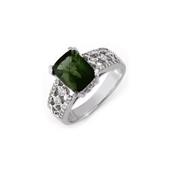 3.0 ctw Green Tourmaline & Diamond Ring 14K White Gold