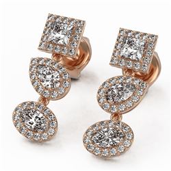 2.5 ctw Mix Cut Diamonds Designer Earrings 18K Rose Gold