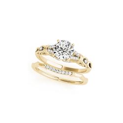 1 ctw Certified VS/SI Diamond Solitaire 2pc Wedding Set 14K Yellow Gold