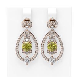 4.65 ctw Fancy Yellow Diamond Earrings 18K Rose Gold