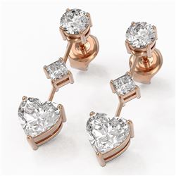 2.32 ctw Heart Diamond Designer Earrings 18K Rose Gold