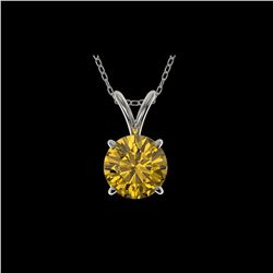 1 ctw Certified Intense Yellow Diamond Necklace 10K White Gold