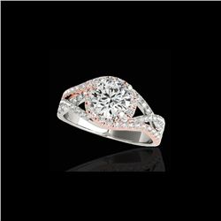 1.5 ctw Certified Diamond Solitaire Halo Ring 10K White & Rose Gold