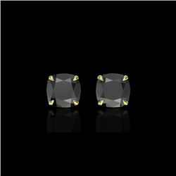 6 ctw Cushion Black Diamond Designer Earrings 18K Yellow Gold