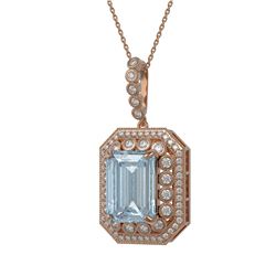 16.94 ctw Sky Topaz & Diamond Victorian Necklace 14K Rose Gold