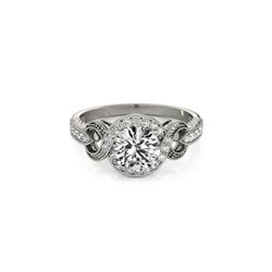 0.8 ctw Certified VS/SI Diamond Halo Ring 18K White Gold