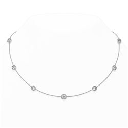 6.75 ctw Cushion cut Diamond Station Necklace 18K White Gold