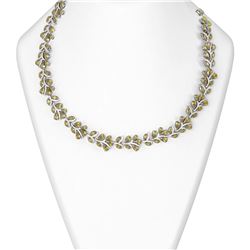 77.9 ctw Canary Citrine & Diamond Necklace 18K White Gold