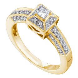 14kt Yellow Gold Princess Diamond Solitaire Bridal Wedding Engagement Ring 1/3 Cttw