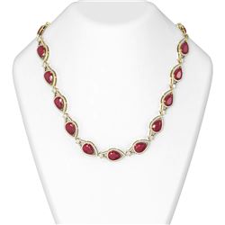 77.5 ctw Ruby & Diamond Necklace 18K Yellow Gold