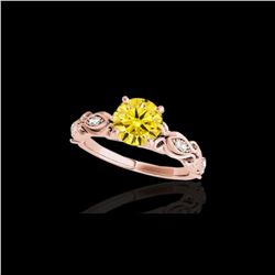 1.1 ctw Certified SI Intense Yellow Diamond Antique Ring 10K Rose Gold