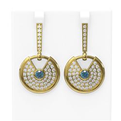 5.84 ctw Intense Blue Diamond Earrings 18K Yellow Gold